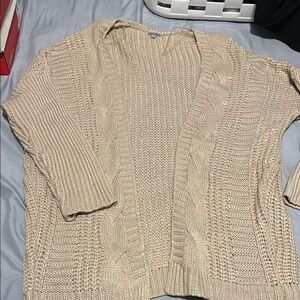 Charlotte Russe Cream Cable Knit Cardigan